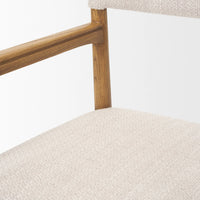 Toni Upholstered Dining Chair Light Brown Wood | Oatmeal Performance Fabric