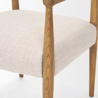 Toni Upholstered Dining Chair Light Brown Wood | Oatmeal Performance Fabric