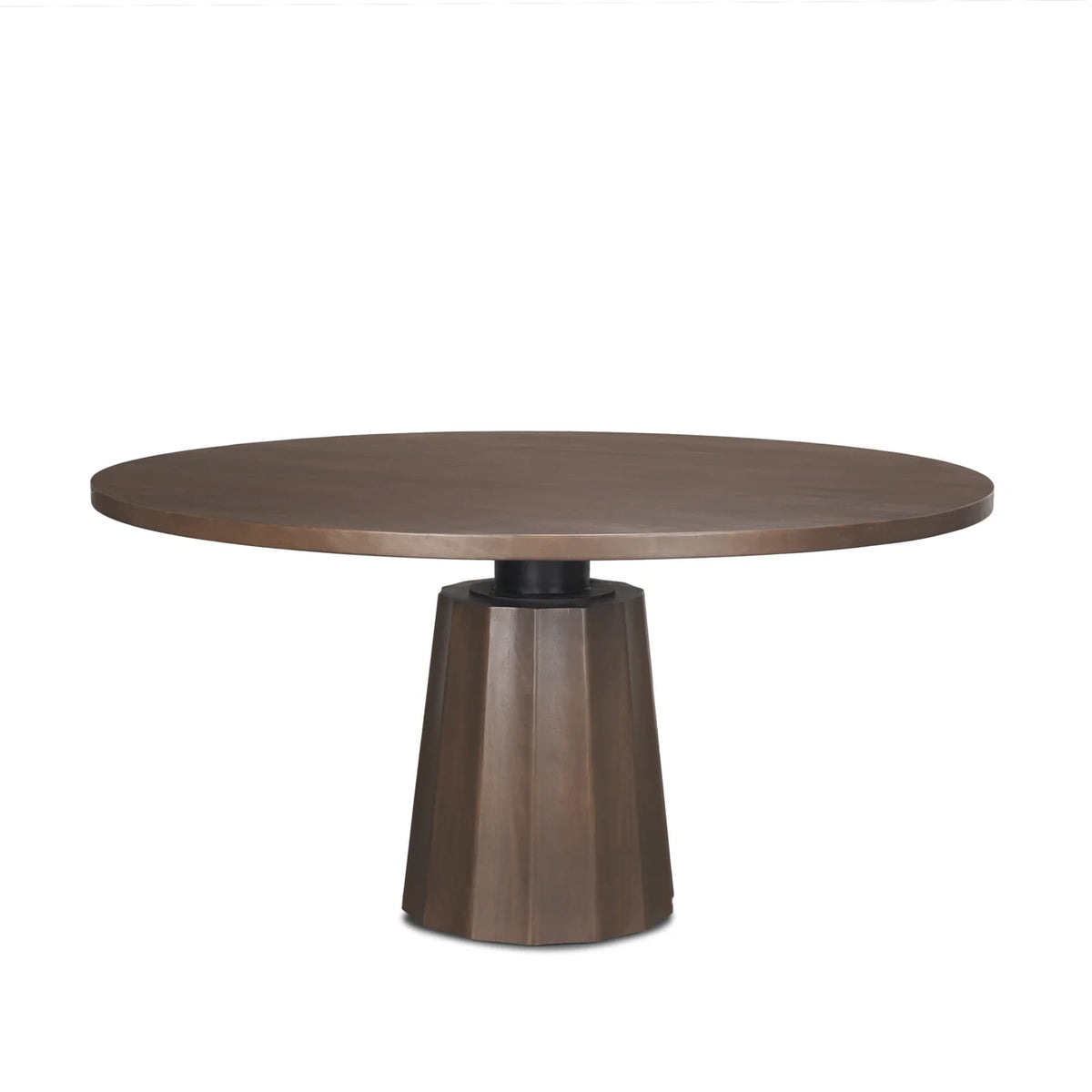 Swanson Round Dining Table Dark Brown Wood | Black Metal