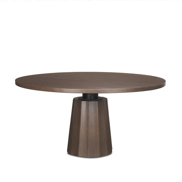 Swanson Round Dining Table Dark Brown Wood | Black Metal