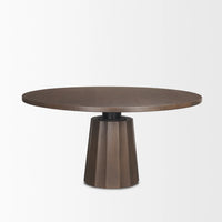 Swanson Round Dining Table Dark Brown Wood | Black Metal