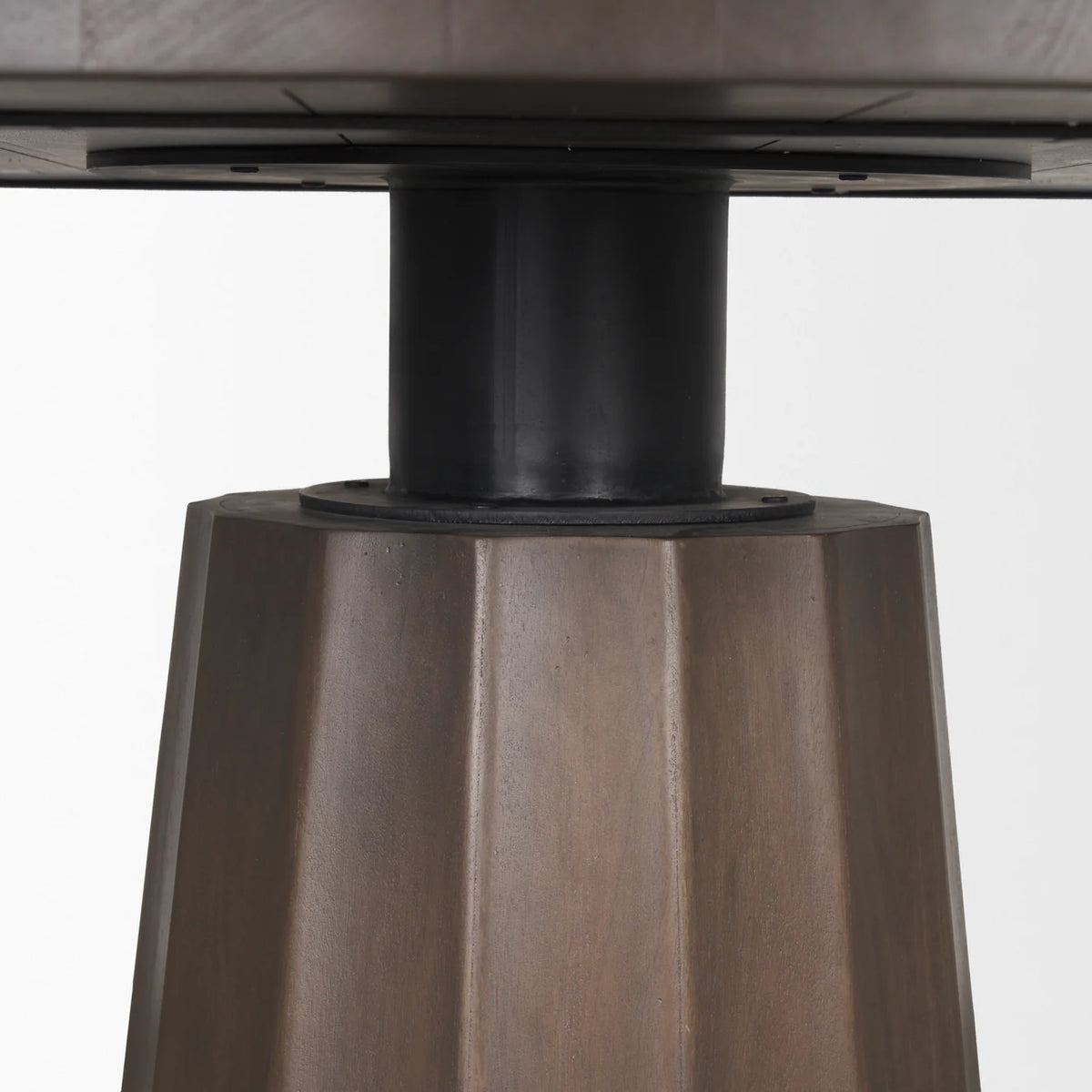 Swanson Round Dining Table Dark Brown Wood | Black Metal