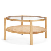 Weslyn Coffee Table Cane | Wood | Glass