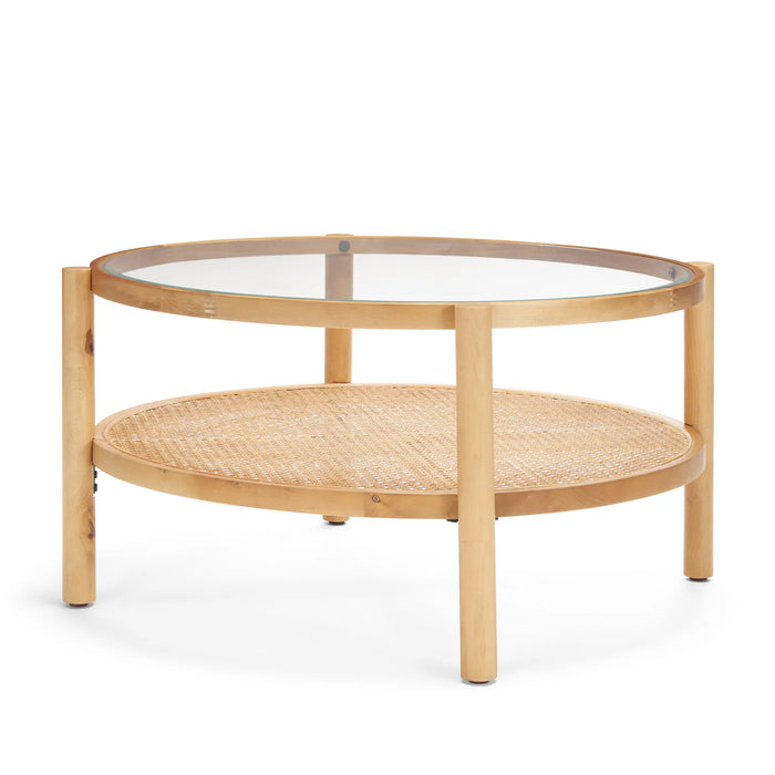 Weslyn Coffee Table Cane | Wood | Glass