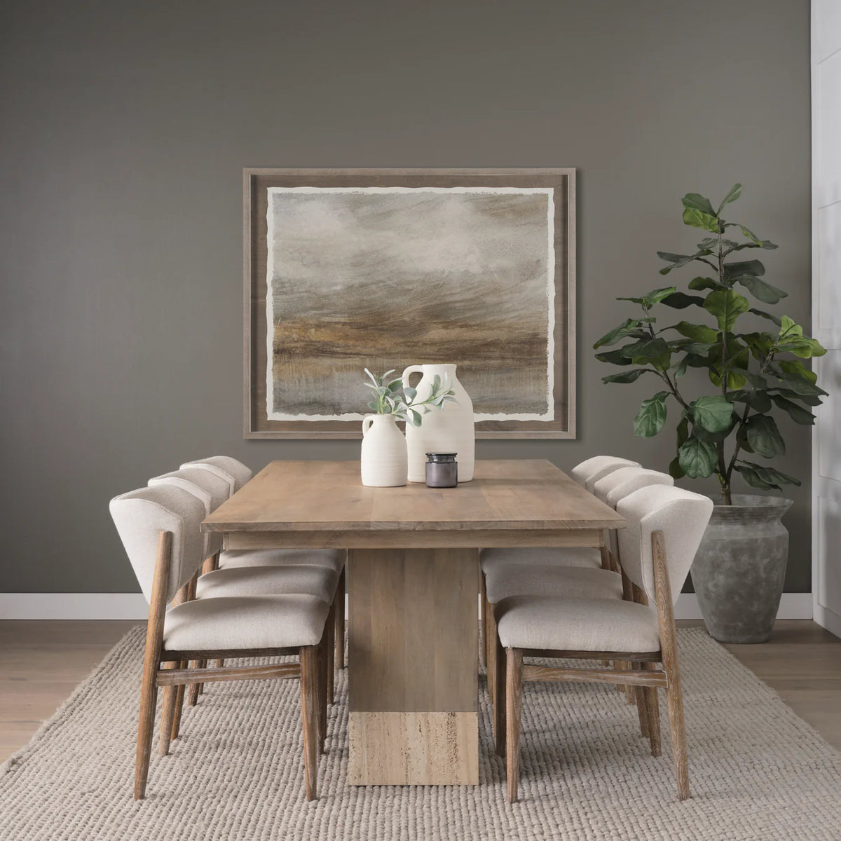 Shivon Dining Table Mango Wood | Travertine | 94"