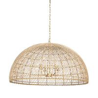Thad Chandelier Rattan | Gold Metal | Dome Shade
