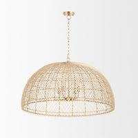 Thad Chandelier Rattan | Gold Metal | Dome Shade
