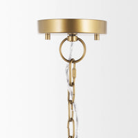 Thad Chandelier Rattan | Gold Metal | Dome Shade