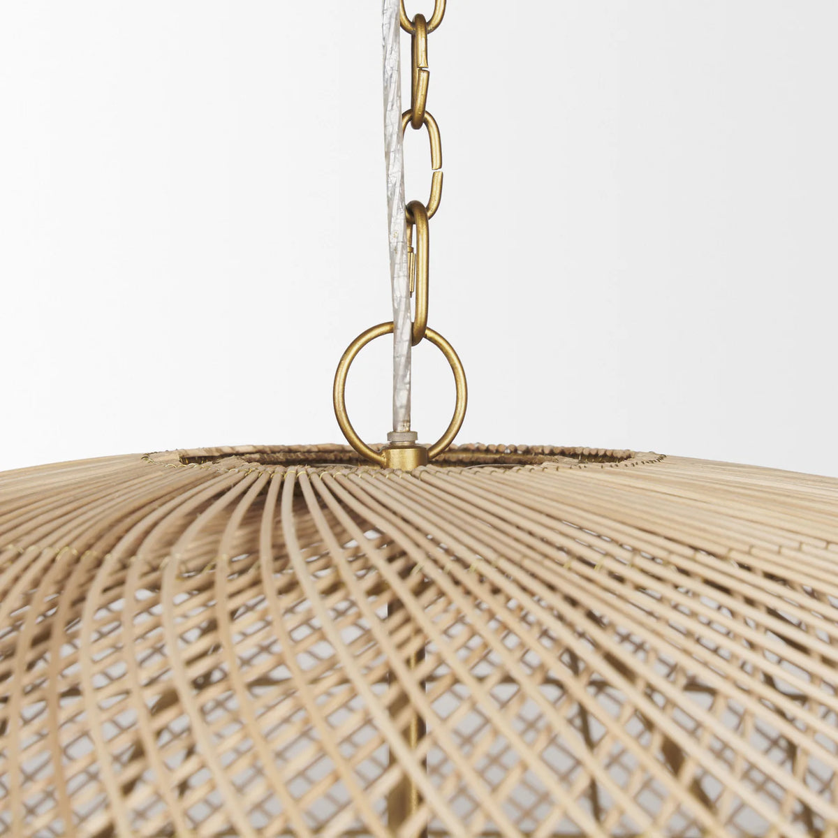Thad Chandelier Rattan | Gold Metal | Dome Shade