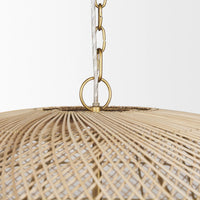 Thad Chandelier Rattan | Gold Metal | Dome Shade