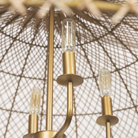 Thad Chandelier Rattan | Gold Metal | Dome Shade