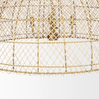 Thad Chandelier Rattan | Gold Metal | Dome Shade