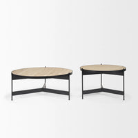 Wade Coffee Table Travertine | Black Metal