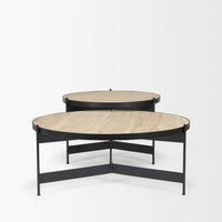 Wade Coffee Table Travertine | Black Metal