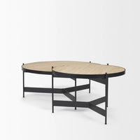 Wade Coffee Table Travertine | Black Metal