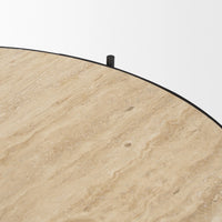 Wade Coffee Table Travertine | Black Metal