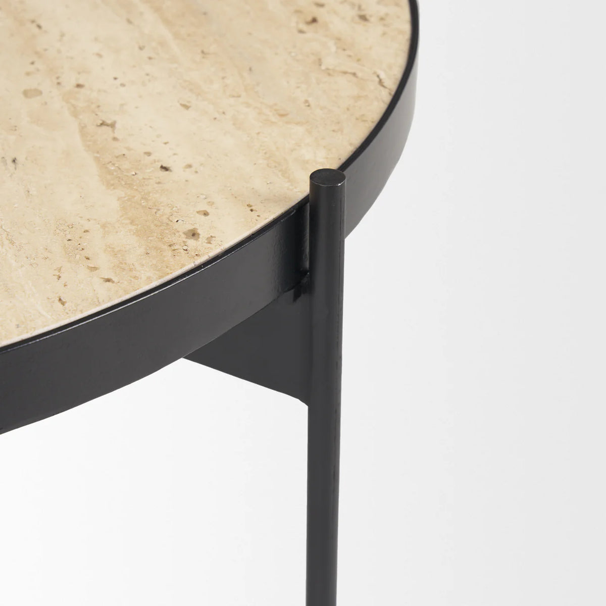 Wade Coffee Table Travertine | Black Metal