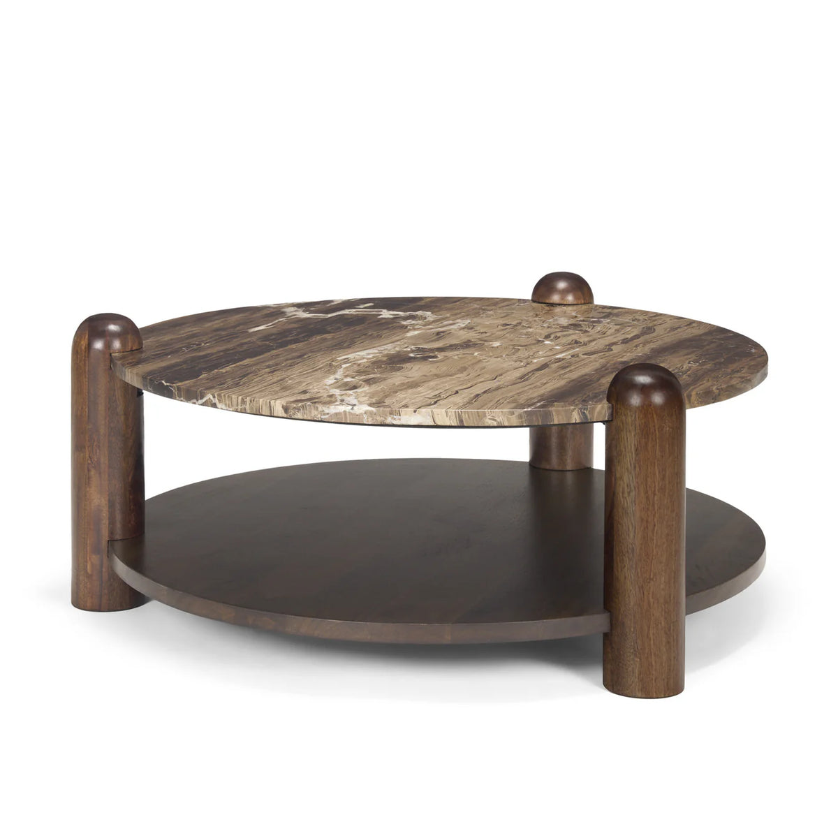 Jovia Coffee Table Dark Brown Wood | Cappuccino Marble