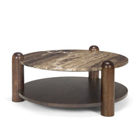 Jovia Coffee Table Dark Brown Wood | Cappuccino Marble