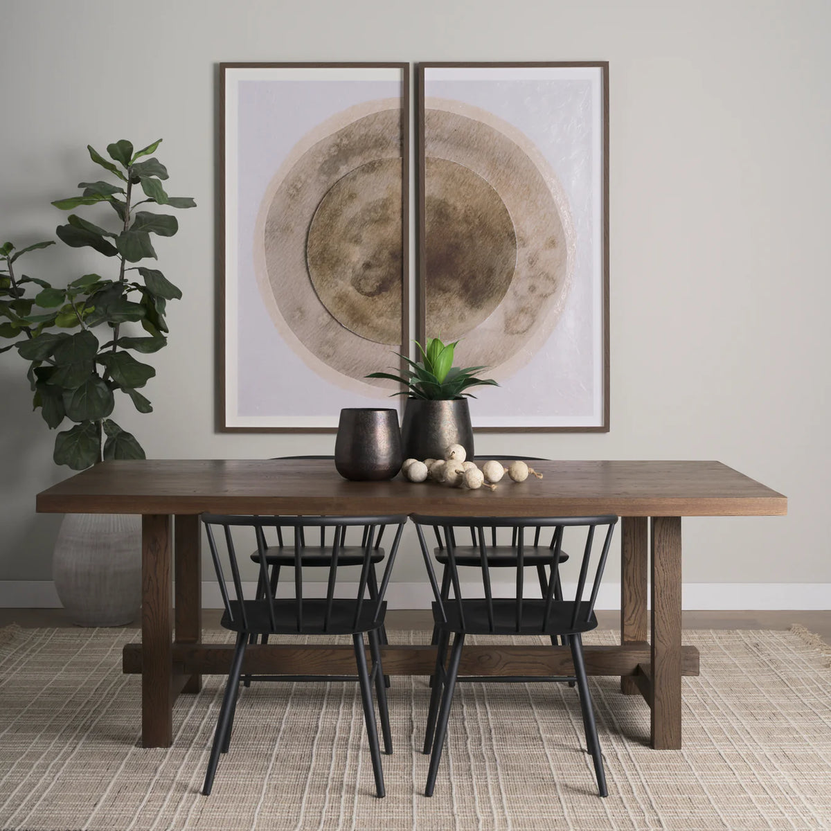 Suke Dining Table Medium Brown Wood | 84"