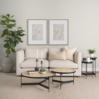 Wade Coffee Table Travertine | Black Metal