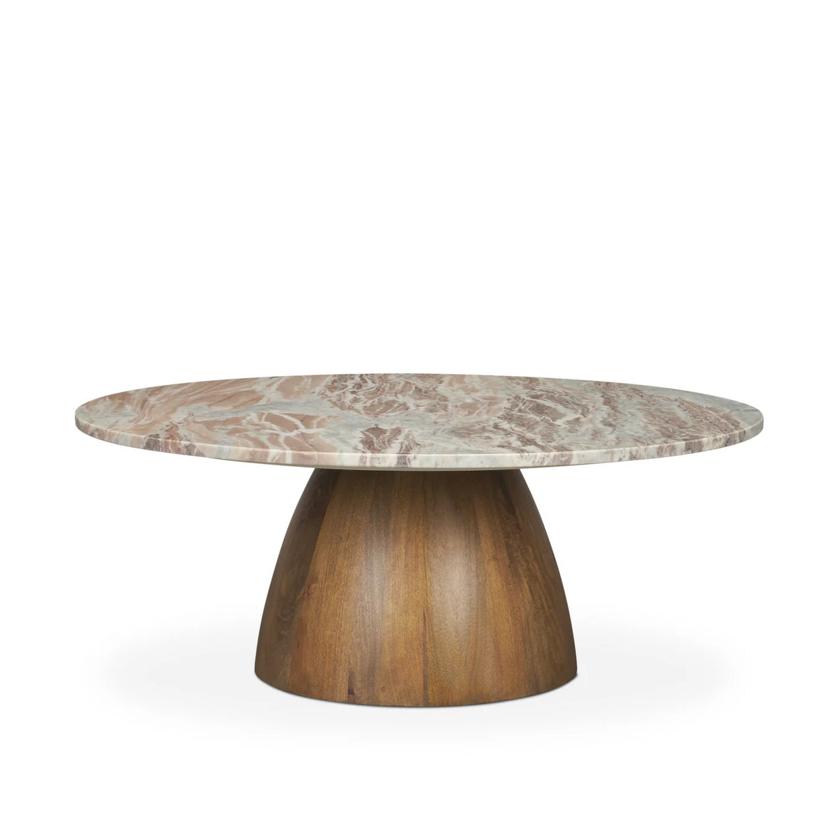 Allyson Coffee Table Pink Marble | Brown Wood