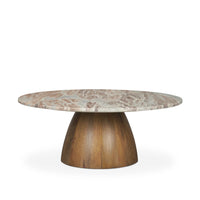 Allyson Coffee Table Pink Marble | Brown Wood