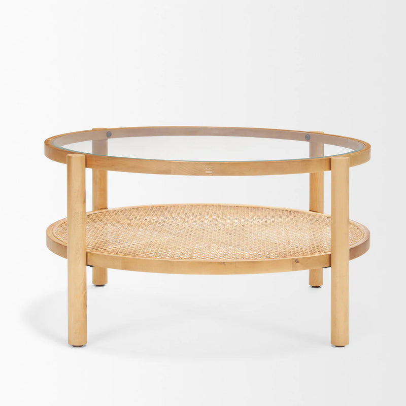 Weslyn Coffee Table Cane | Wood | Glass