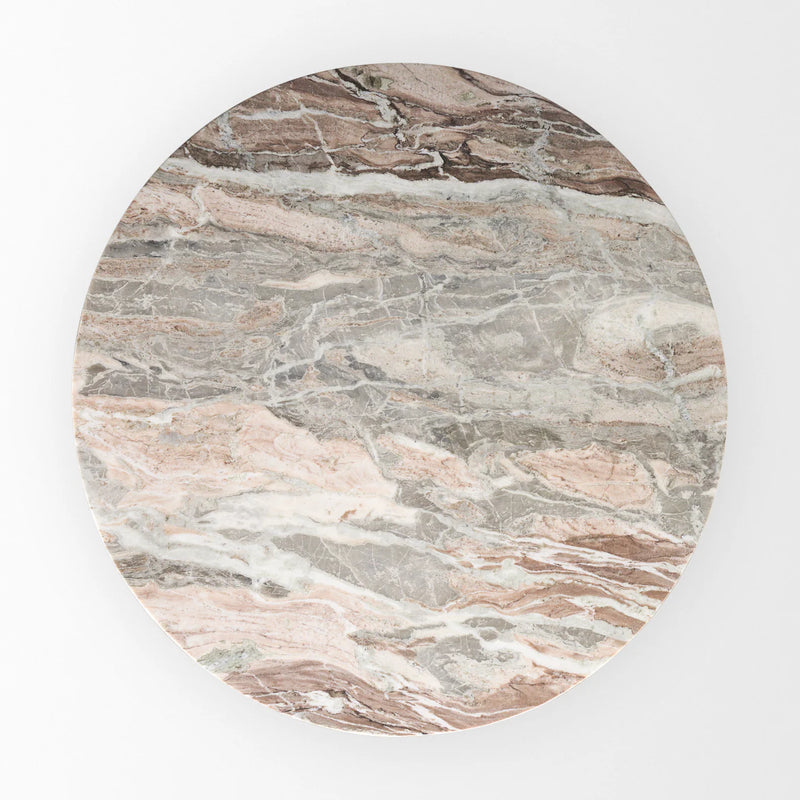 Allyson Dining Table Pink Marble | Brown Wood | 54"