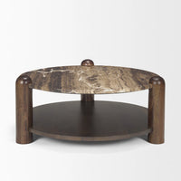 Jovia Coffee Table Dark Brown Wood | Cappuccino Marble