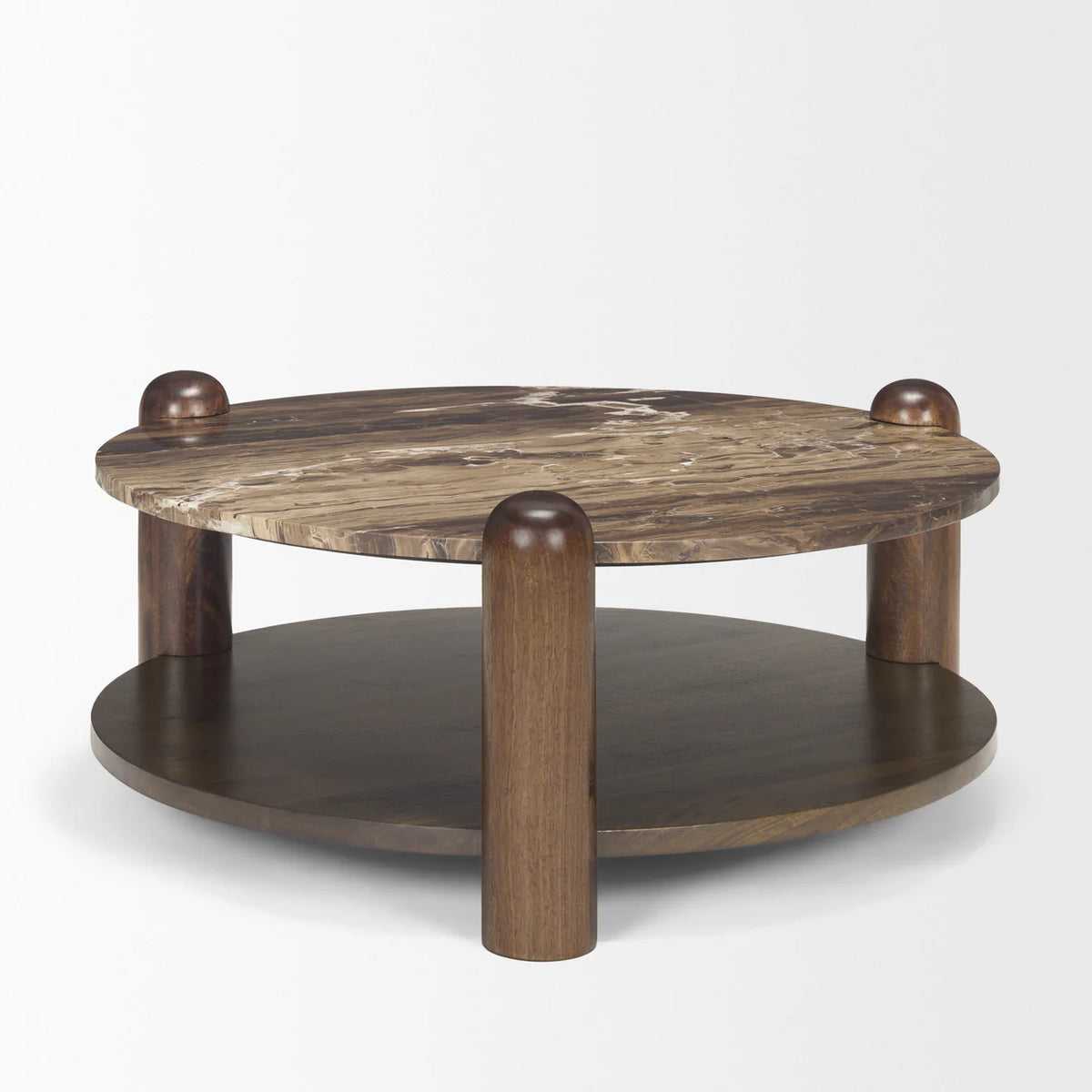 Jovia Coffee Table Dark Brown Wood | Cappuccino Marble