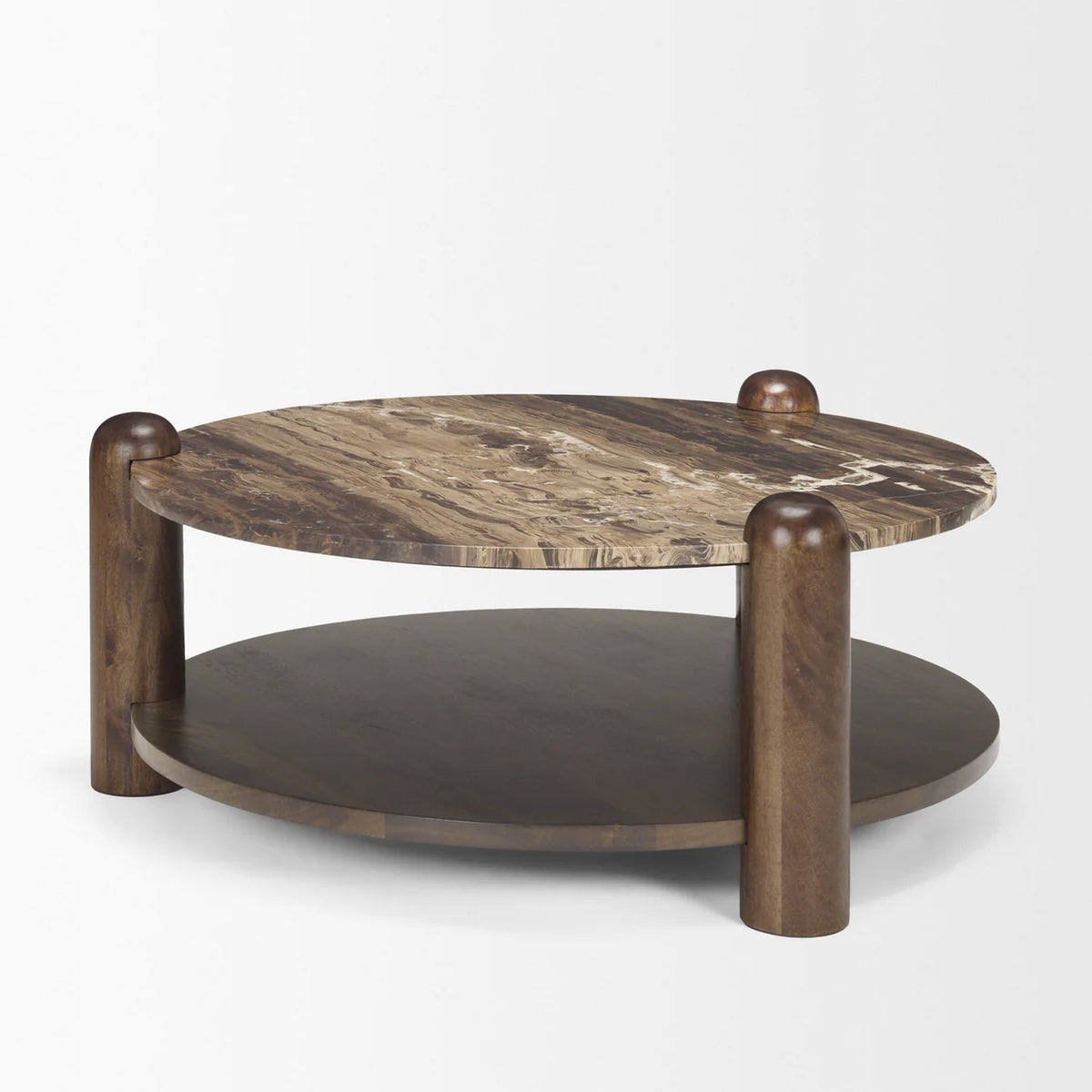 Jovia Coffee Table Dark Brown Wood | Cappuccino Marble