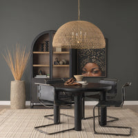 Thad Chandelier Rattan | Gold Metal | Dome Shade