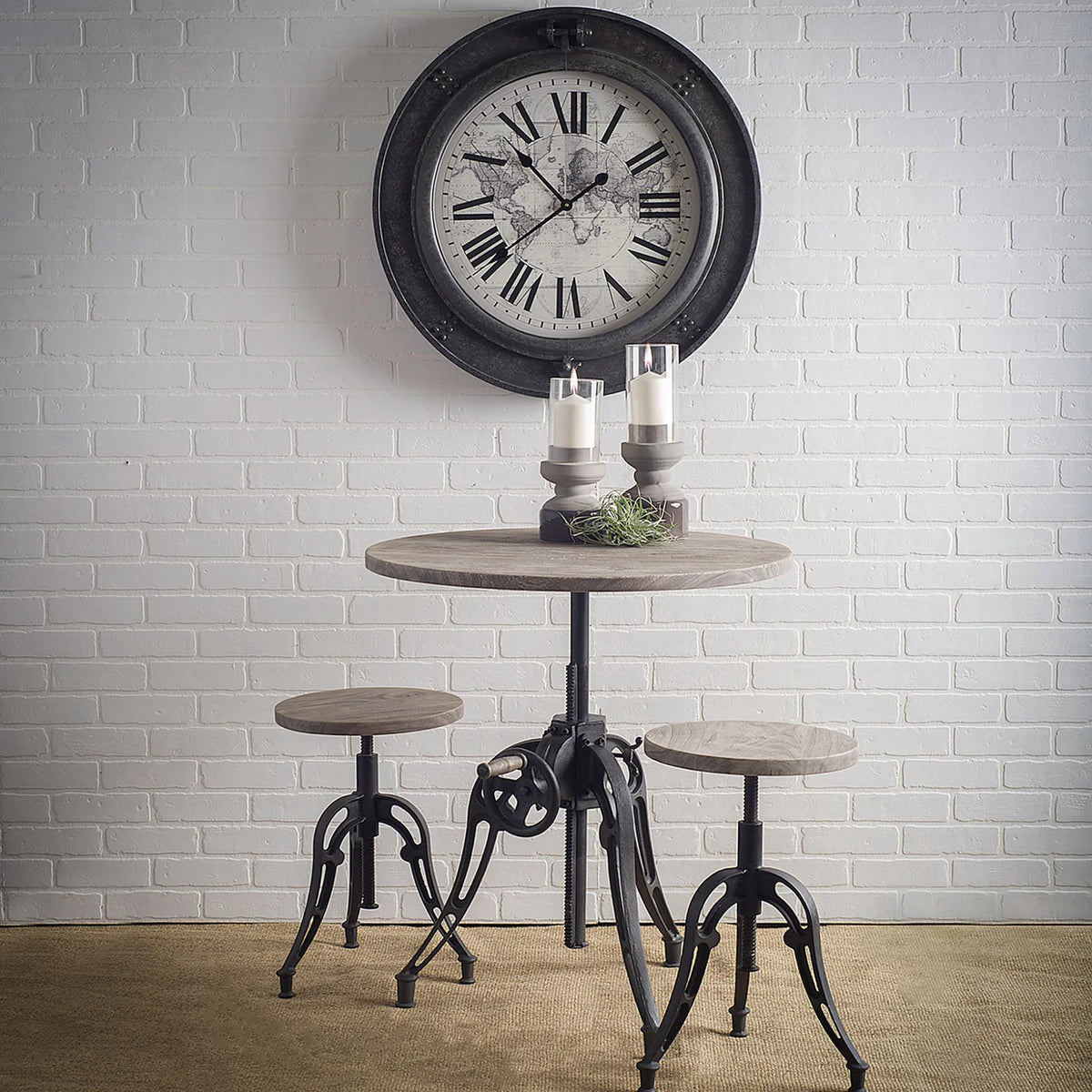 Emslie Dining Table Gray Wood | Black Metal