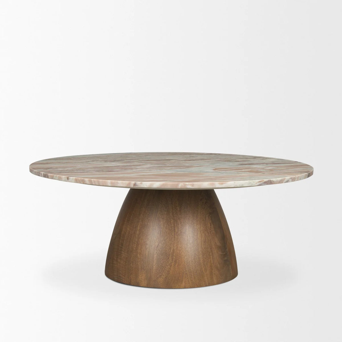 Allyson Coffee Table Pink Marble | Brown Wood