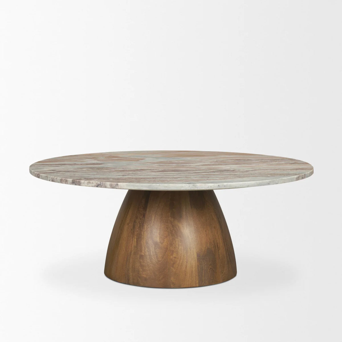 Allyson Coffee Table Pink Marble | Brown Wood