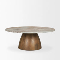 Allyson Coffee Table Pink Marble | Brown Wood
