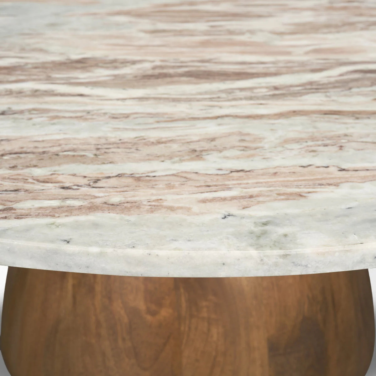 Allyson Coffee Table Pink Marble | Brown Wood