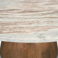 Allyson Coffee Table Pink Marble | Brown Wood