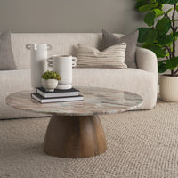 Allyson Coffee Table Pink Marble | Brown Wood