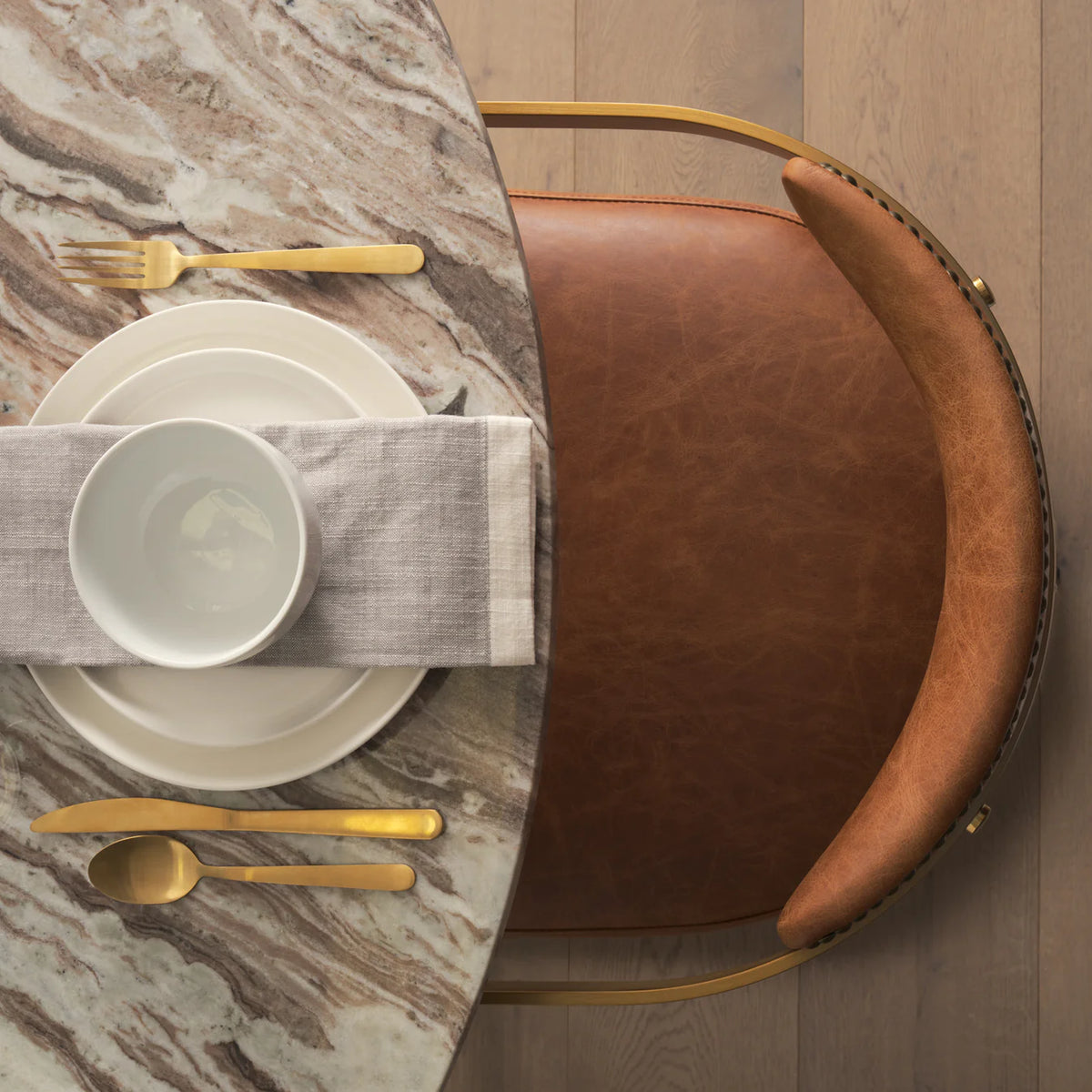 Allyson Dining Table Pink Marble | Brown Wood | 54"