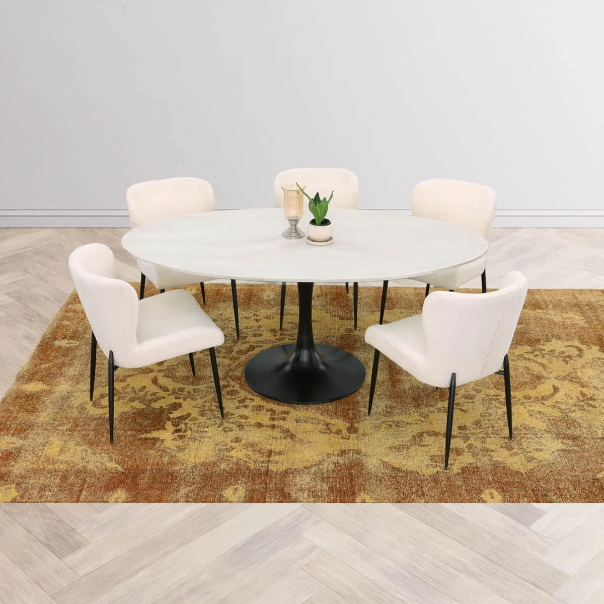 Aspen Oval Dining Table With Metal Base