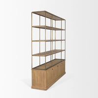 Braxton Shelving Unit Light Brown | Antiqued Brass | 4 Doors