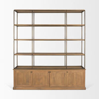 Braxton Shelving Unit Light Brown | Antiqued Brass | 4 Doors