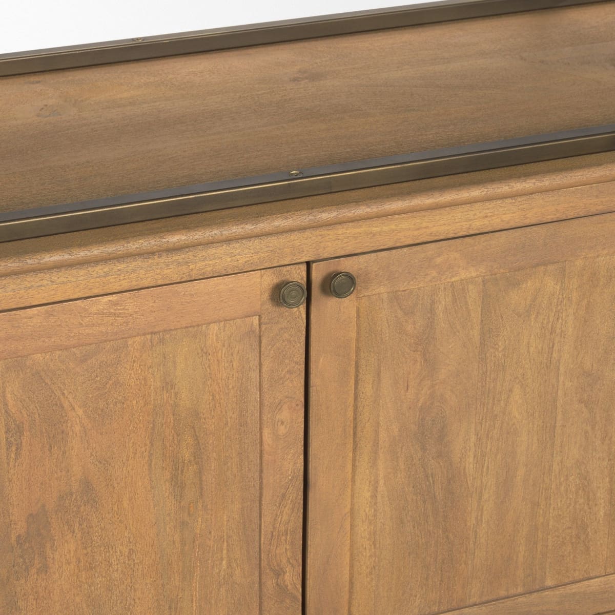 Braxton Shelving Unit Light Brown | Antiqued Brass | 4 Doors