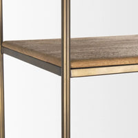 Braxton Shelving Unit Light Brown | Antiqued Brass | 4 Doors