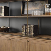 Braxton Shelving Unit Light Brown | Antiqued Brass | 4 Doors