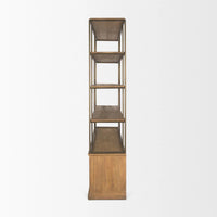 Braxton Shelving Unit Light Brown | Antiqued Brass | 4 Doors