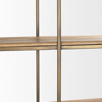 Braxton Shelving Unit Light Brown | Antiqued Brass | 4 Doors