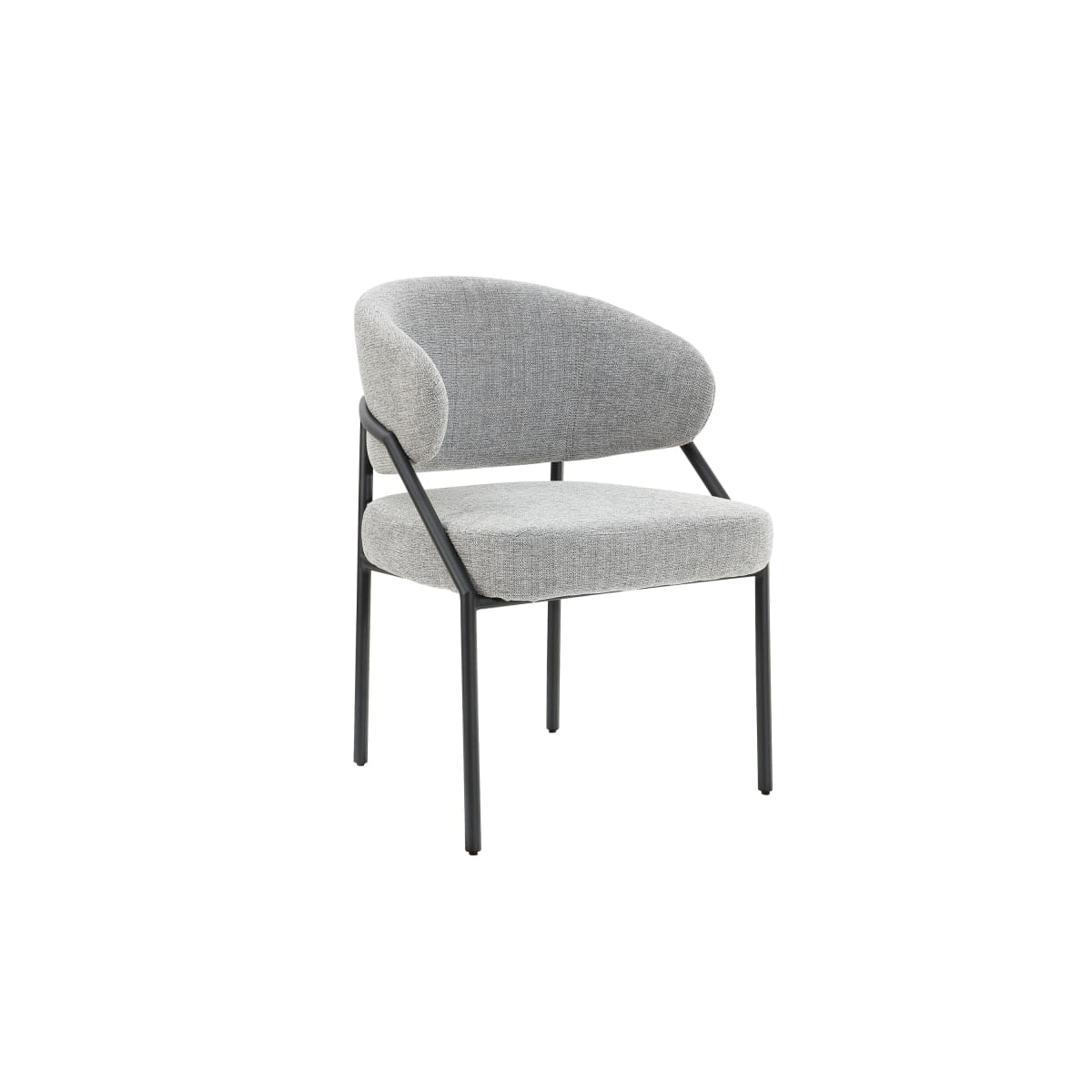 Ella Dining Chair | Black Metal & Grey Fabric